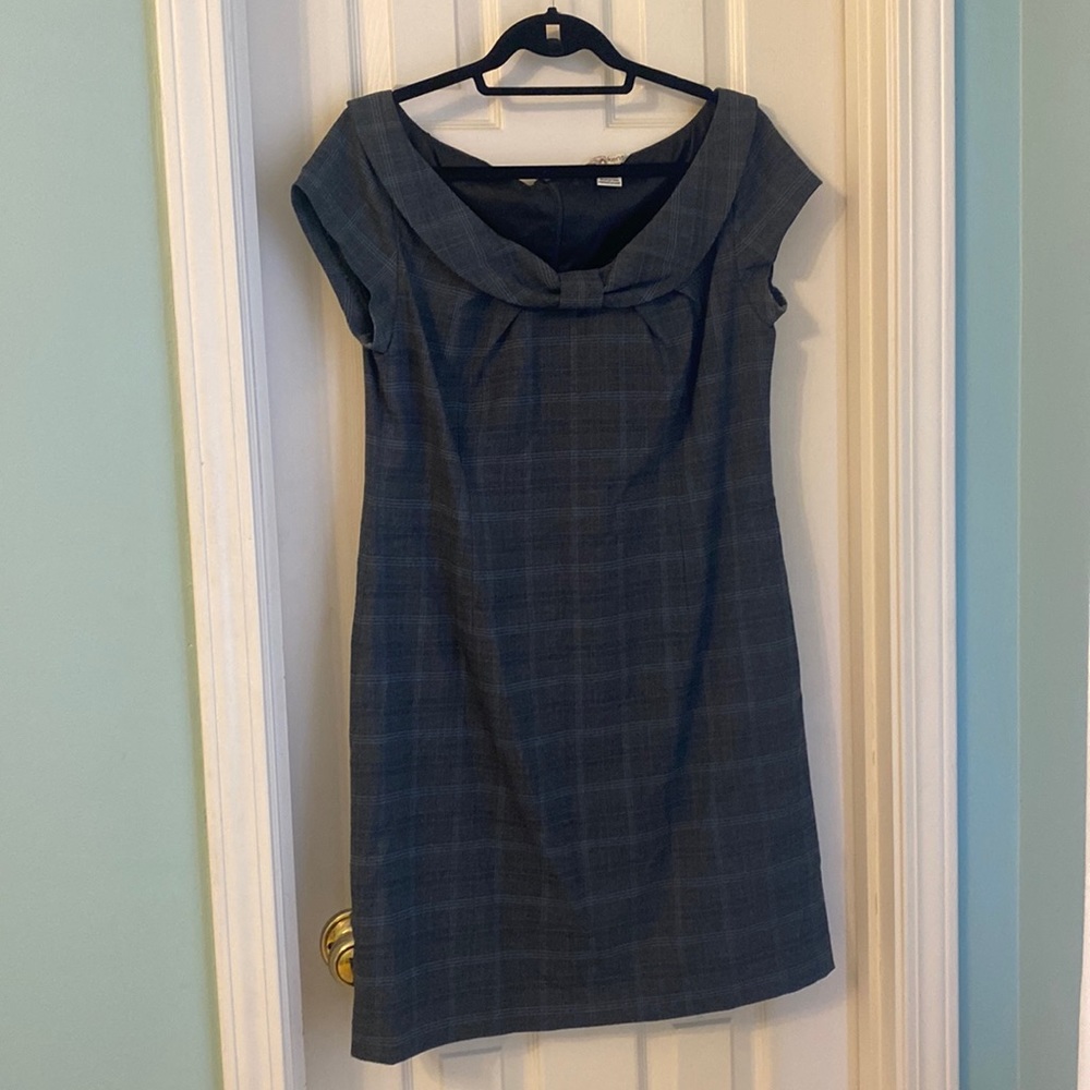 Kensie Gray & Blue Plaid Sheath Dress - Sz 12